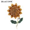 Women Delicate Sunflower Lapel Pins Cute Rhinestone Brooch for Clothing Badge Luxury Jewelry Accessories