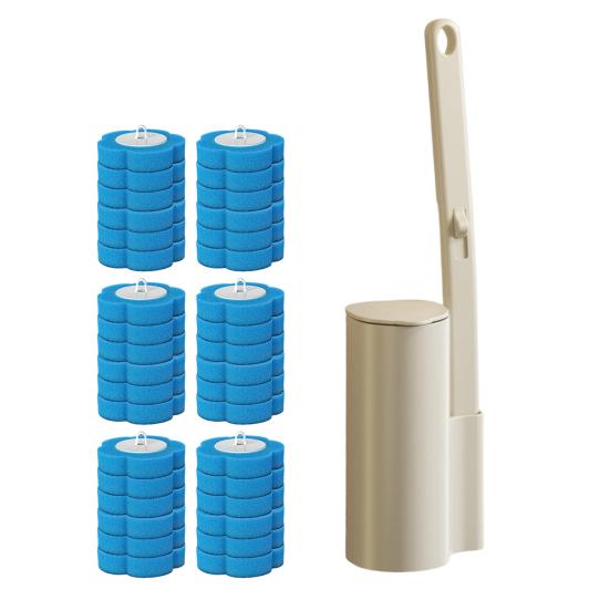 Одноразовая туалетная щетка со сменными насадками Настенный держатель Щетка для чистки с глубокими канавками Очиститель для ванной комнаты