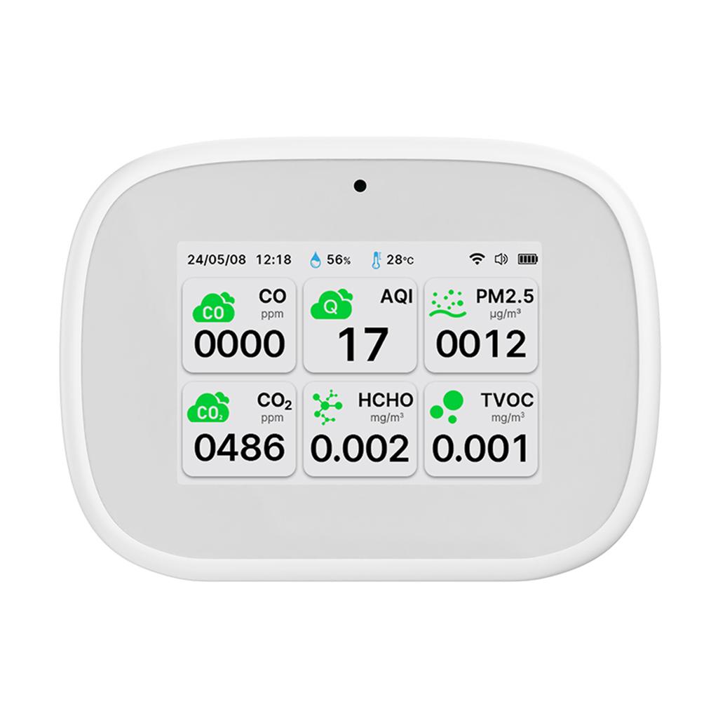 WiFi 11-в-1 монитор качества воздуха Монитор влажности в помещении AQI/CO/CO₂/TVOC/HCHO/PM2.5/PM1.0/PM10/Tempe