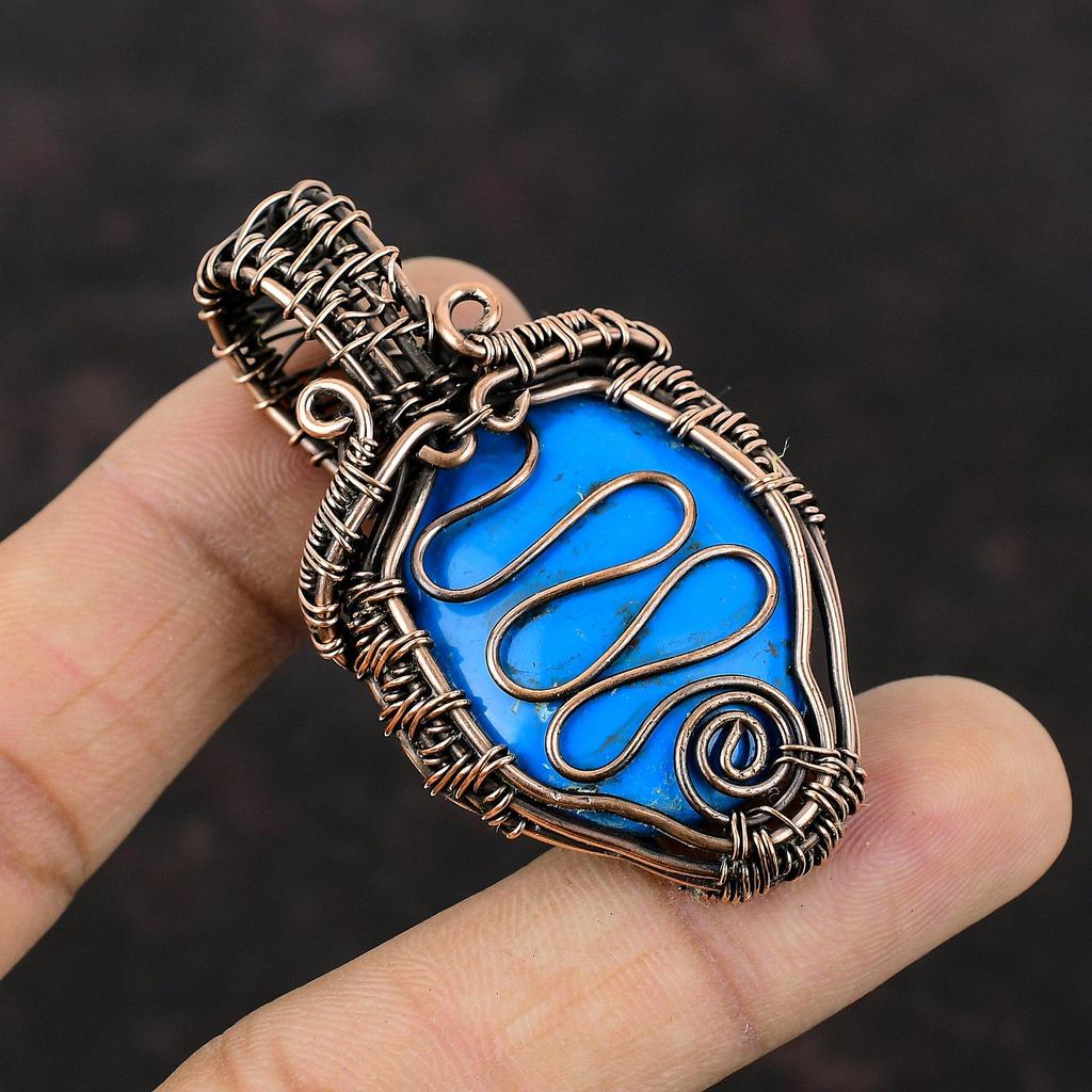 Спящая красавица, бирюзовый кулон, кулон из медной проволоки, уникальный кулон ручной работы, медная проволока, ювелирные изделия, кулон с драгоценным камнем, свадебный подарок