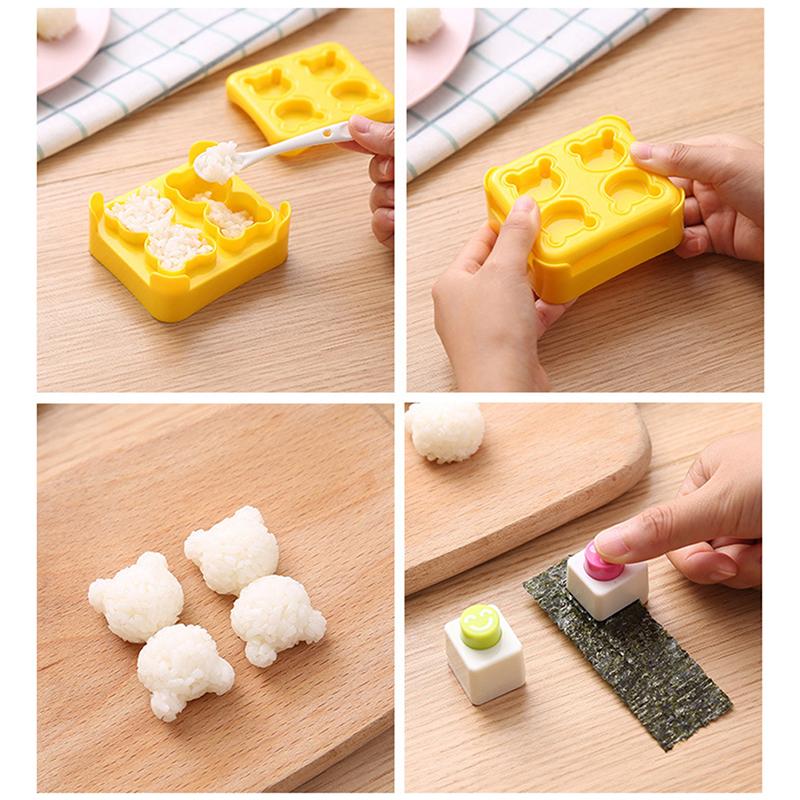 1 комплект, форма для бенто с милым медведем и рисовыми шариками, пресс-форма для пресса «сделай сам», набор для детей