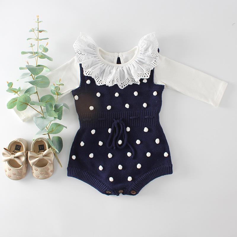 2024 Spring Handmade Wool Baby Jumpsuit - Knitted Wool Ball Romper for Infants