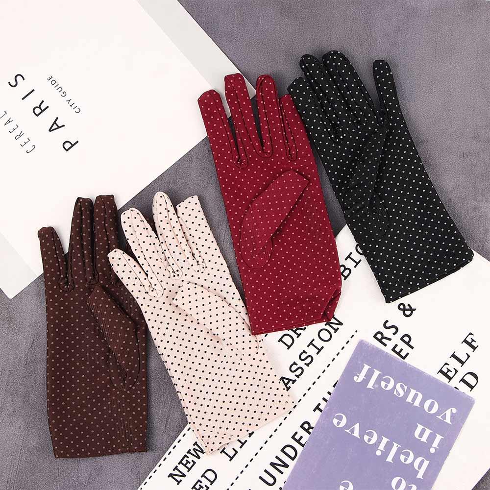 1Pair Etiquette Spring Anti-UV Elastic Spandex Dots Gloves Driving Gloves Women Gloves Sunscreen