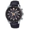 Casio EDIFICE 100 метров водонепроницаемость, отображение даты и дня недели, Кварцевый, кожаный ремешок, , мужские часы, черный циферблат EFR-574BL-1AV