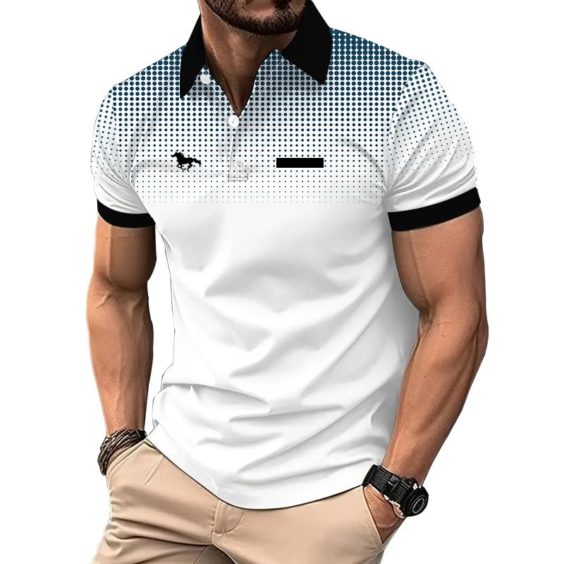 New Summer Slim Fit Short Sleeve Sport Lapel Business Casual Polo Shirt Fake Pocket Design Lapel Polo Shirt .