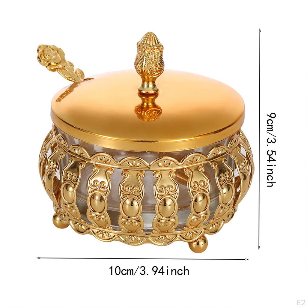 Decorative Candy Jar Nut with Spoon Retro Embossed Practical Kitchen Storage Lidded for