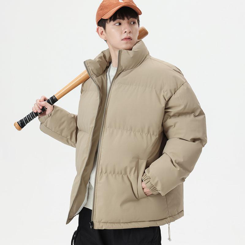 Зимняя куртка с воротником-стойкой на хлопковой подкладке для мужчин и женщин, новая одежда для пар, теплая одежда, утолщенная хлопковая куртка на пуху.
