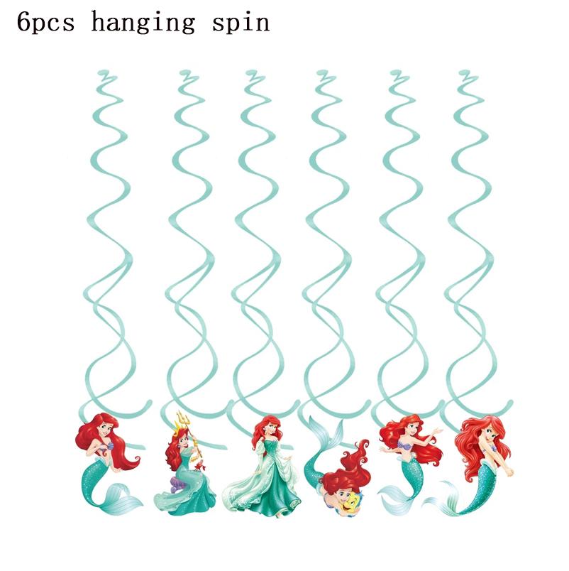 Mermaid Cartoon Animation Themed Disposable Birthday Party Gathering Anniversary Tableware Party Decoration Supplies Gift Set