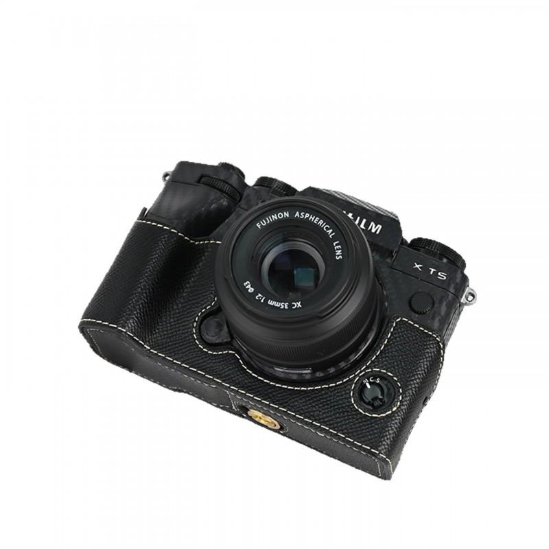 PU Leather Camera Case Fujifilm X-T5 With Handgrip Base Shockproof Sleeve In Stripe Unisex Shoulder Bag