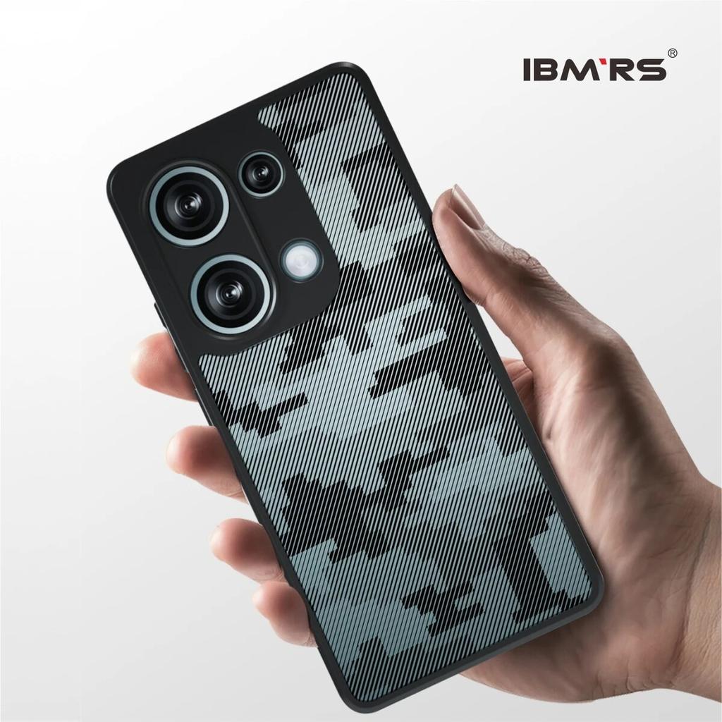 (Comes with Wrist Strap)ibmrs for Xiaomi Redmi Note 13 Pro 4G Anti-Fingerprint Camo Case ,matte Clear Transparent Phone Protective Case