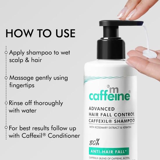 MCaffeine Advanced Hair Fall Control Caffexil® Шампунь с кератином, биотином и розмарином | 80% контроль выпадения волос | Мужчины и женщины | Без сульфатов - 250 мл