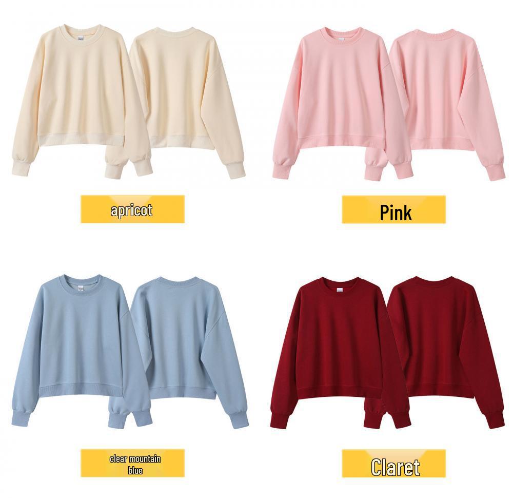 Silver Fox Velvet Women's 450g Heavyweight Hooded Sweatshirt - Short, Trendy Drop Shoulder Pullover for Autumn/Winter