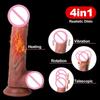 Вибрирующий реалистичный фаллоимитатор для женщин, присоска с дистанционным управлением, реалистичный пенис, автоматический телескопический вращающийся секс-игрушки с подогревом