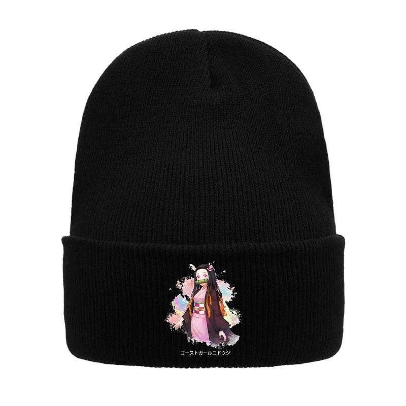 Demon Slayer Eyes Knitted Hat For Women Unisex Beanies Winter Hats Polyester Kimetsu No Yaiba Anime Manga Hip Hop Melon Cap