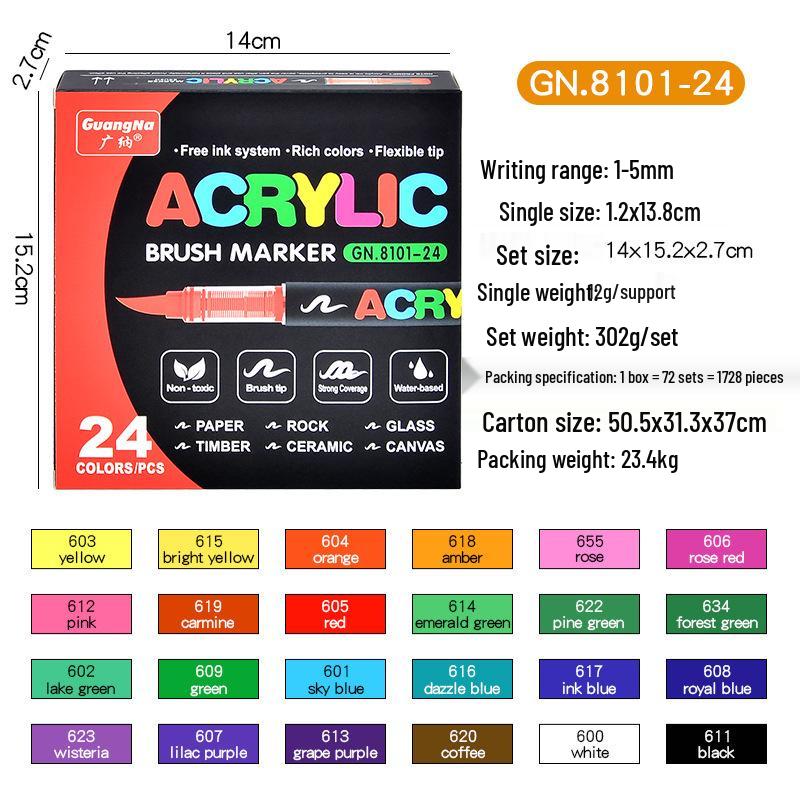 Акриловый маркер Guangna 8101 с жидким мягким наконечником - 288 цветов для DIY граффити и боди-арта