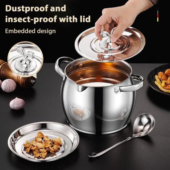 Контейнер для беконового жира из нержавеющей стали, масленка с фильтром и горшок для смальца, кухонная крышка, двойная ручка