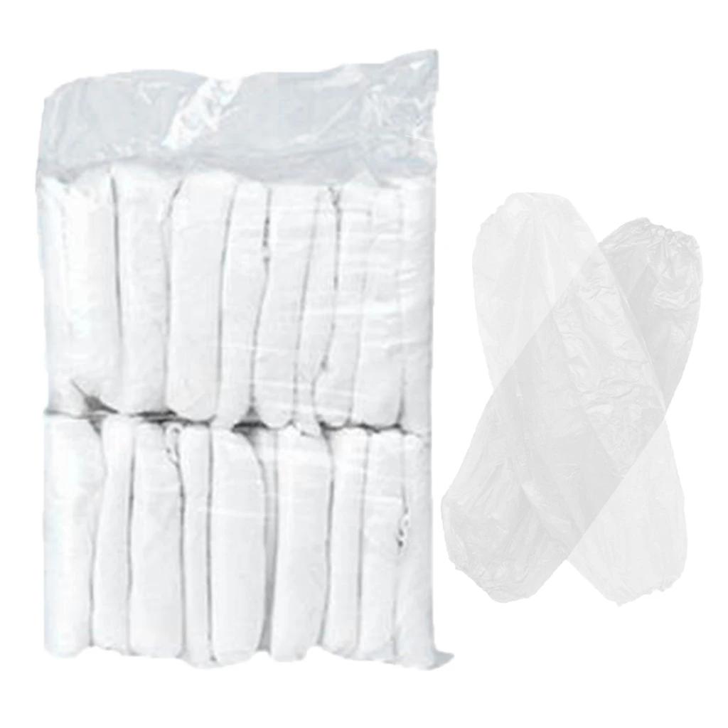 100x одноразовых нарукавников, защитные маслостойкие нарукавники с эластичным запястьем для кухни и ресторана