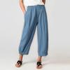 Casual Khaki Color Cotton Linen Loose Cropped Pants Summer Fashion Solid High Waist Wide Leg Pants Baggy Pantalones Mujer 25552