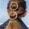Lystrfac Simple Round Circle Shape Golden Hairclip for Women Fashion Hairpin Alloy Golden Sliver Headwear Hair Accessories