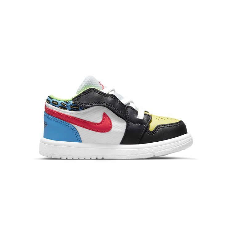 Детские кроссовки Air Jordan 1 Low TD Funky Patterns Белый Черный Light-Fusion-Red DH5928-006
