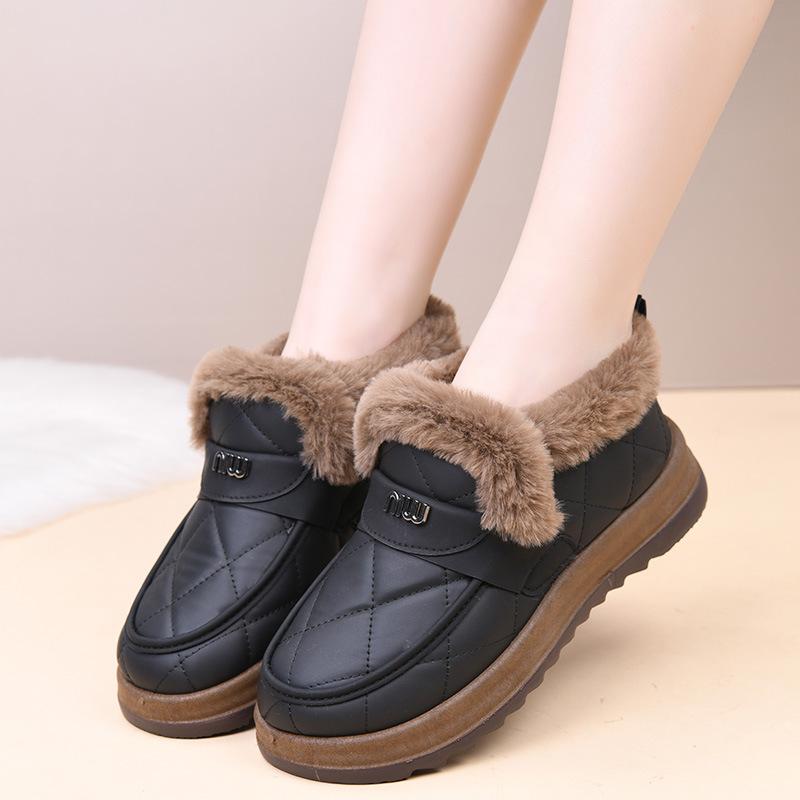 Женские зимние сапоги, новые, зимние, бархатные, утолщенные, повседневные, хлопковые туфли на плоской подошве, теплые, водонепроницаемые, для отдыха