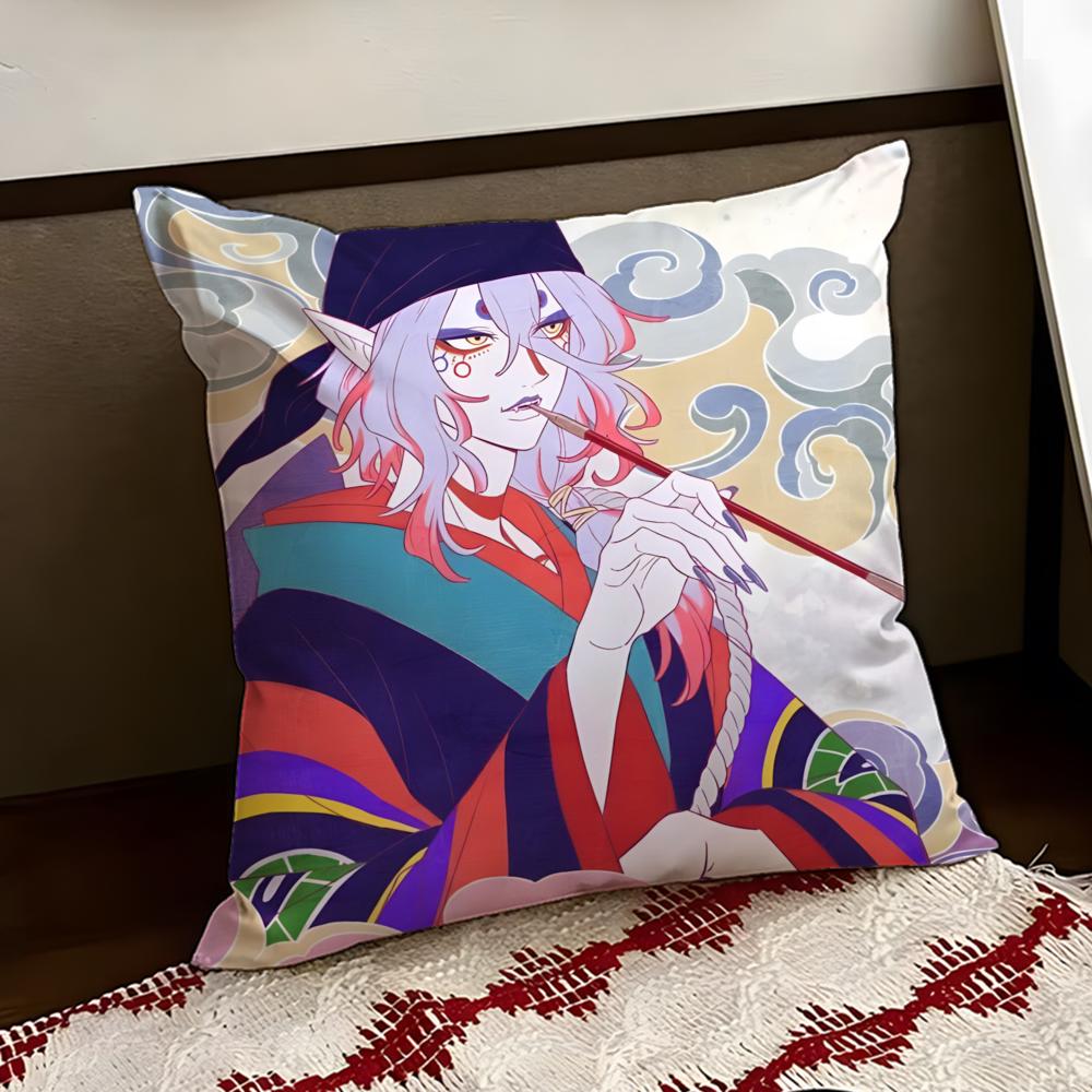 MMononoke Anime Cushion Cover Reversible Soft Durable Pillow Cover Home Car MultiScene Use for Daily Comfort