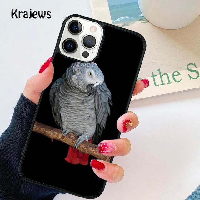 Мягкий чехол-накладка с изображением серого африканского попугая для iPhone 17 Air 16 15 14 plus 12 13 pro max coque Shell Fundas