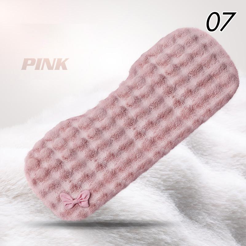 Женский плюшевый чехол для сиденья автомобиля с бантом, милый, для девочек, зимняя теплая автомобильная подушка, подголовник с бантом, подушка для талии, аксессуары для салона автомобиля