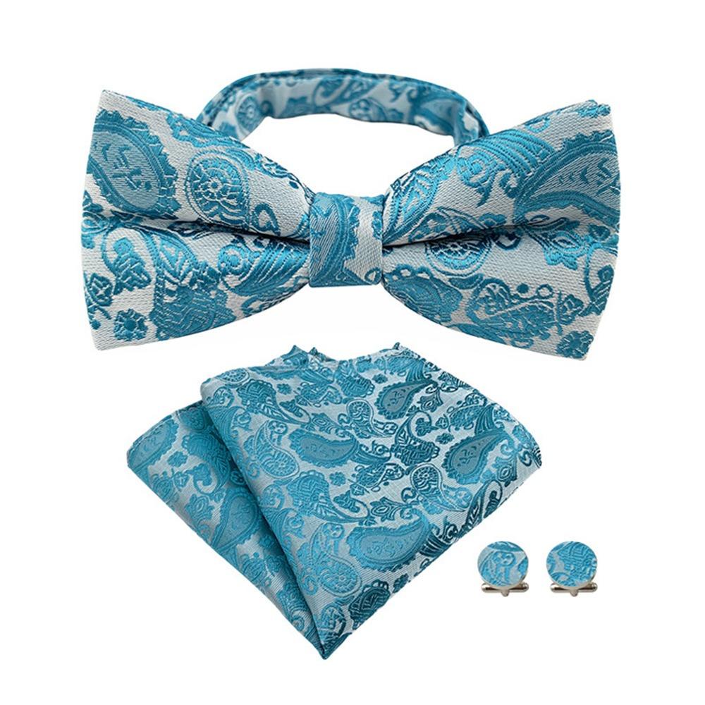 3Pcs/Set Silk Wedding Bow Tie Cufflink Silk Suit Accessories Fashion Neck Tie Set Wedding