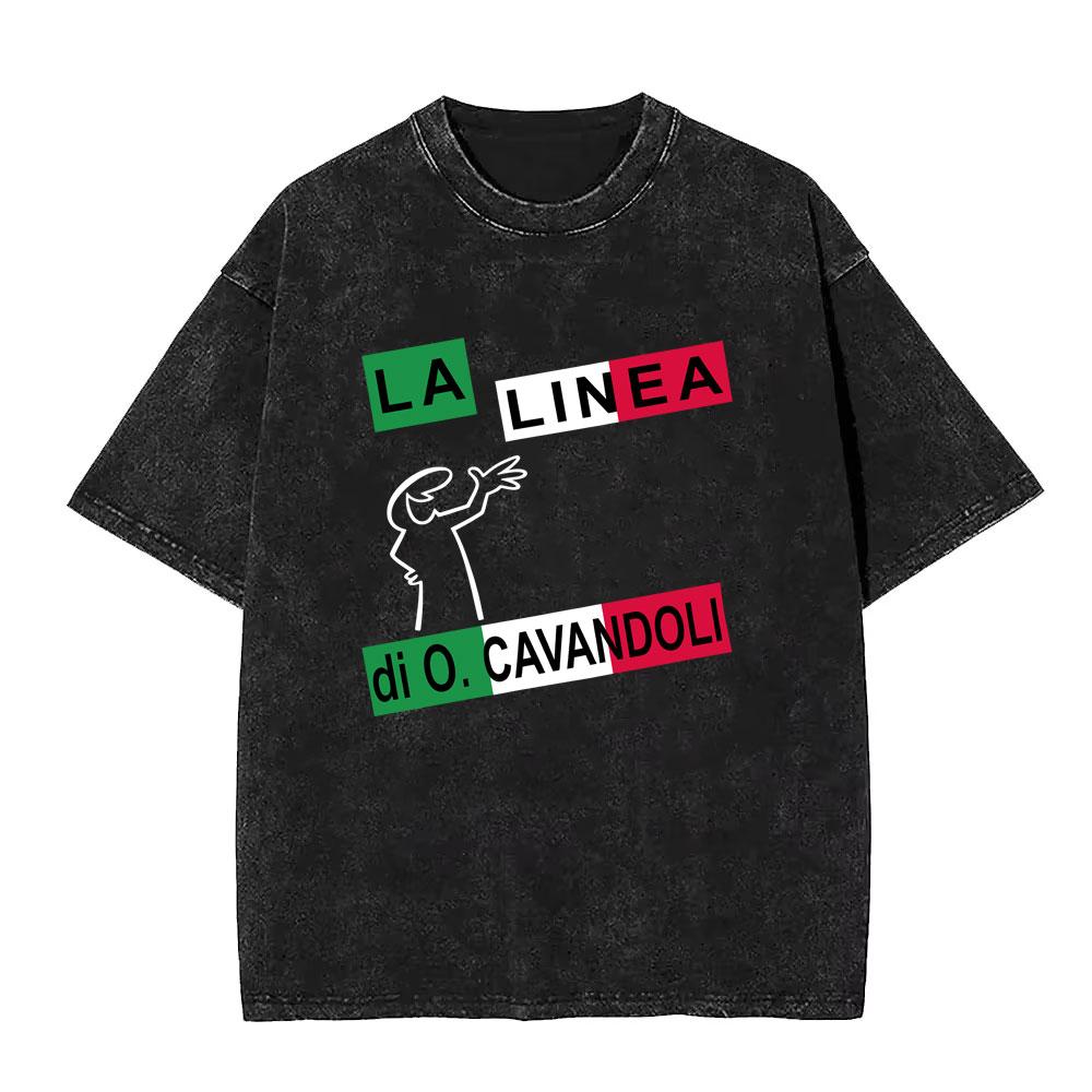 Washed Vintage Osvaldo Cavandoli La Linea Rainbow Gradient Graphic T Shirt Men Women Casual Funny Oversized Short Sleeve Tshirt