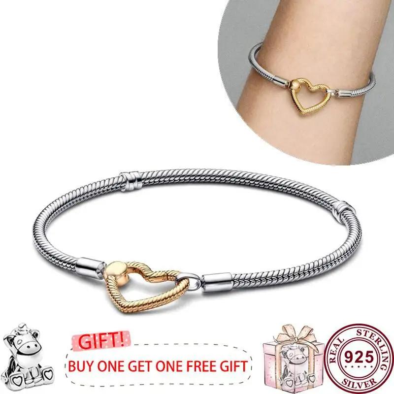 Лидер продаж, стерлинговое серебро S925, изысканный женский браслет с логотипом Eternal Love для оригинальных очаровательных ювелирных изделий