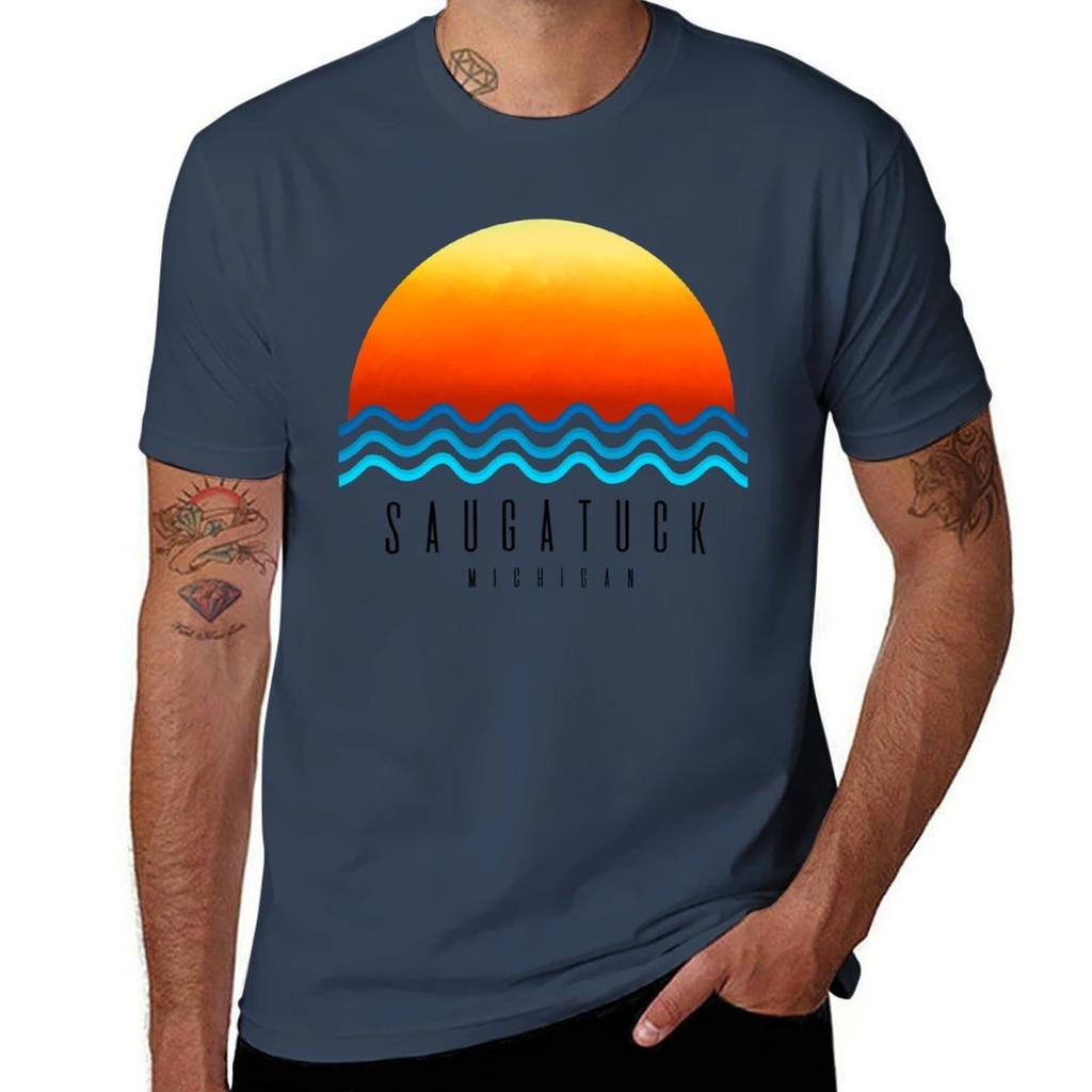 Saugatuck Michigan Tshirt Regular Fit Plain Tee Shirt