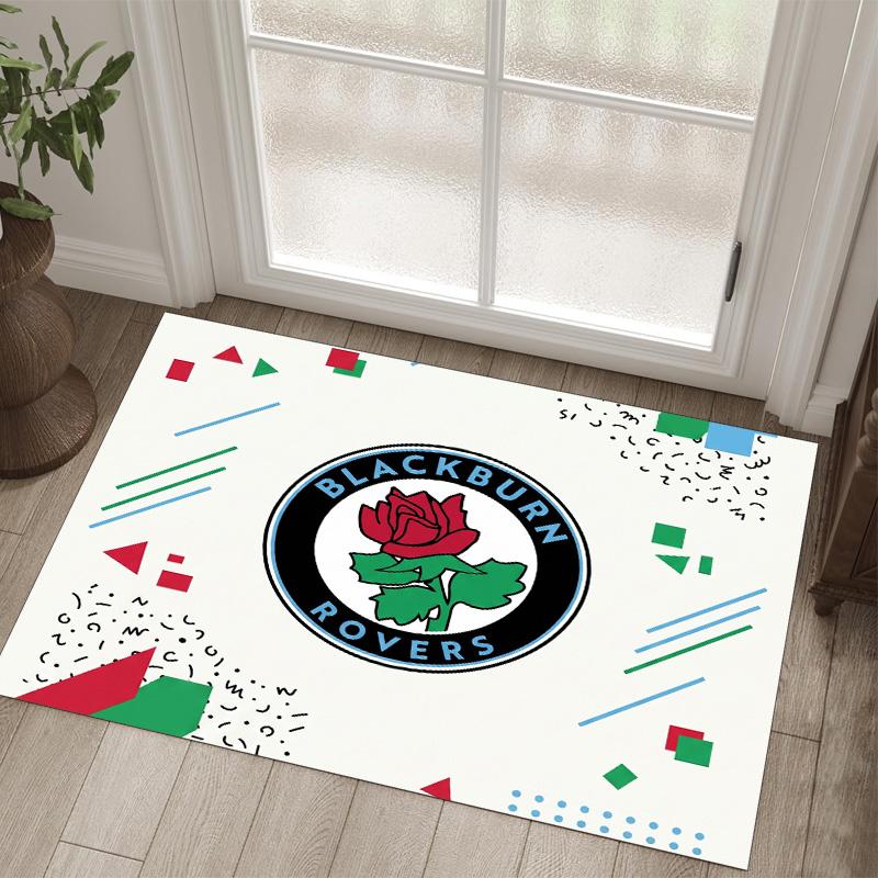 Blackburn Rovers Football Design Crystal Velvet Carpet Cozy Non?Slip Printed Rug For Bedroom Living Room Entrance