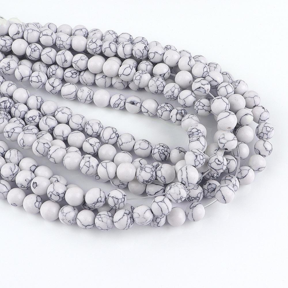 Белый Бирюзовый Камень Натуральные Круглые Бусины 15" Нить Гладкие Свободные Разделительные Бусины 4/6/8/10/12мм для Изготовления Ювелирных Изделий DIY Браслеты Аксессуары
