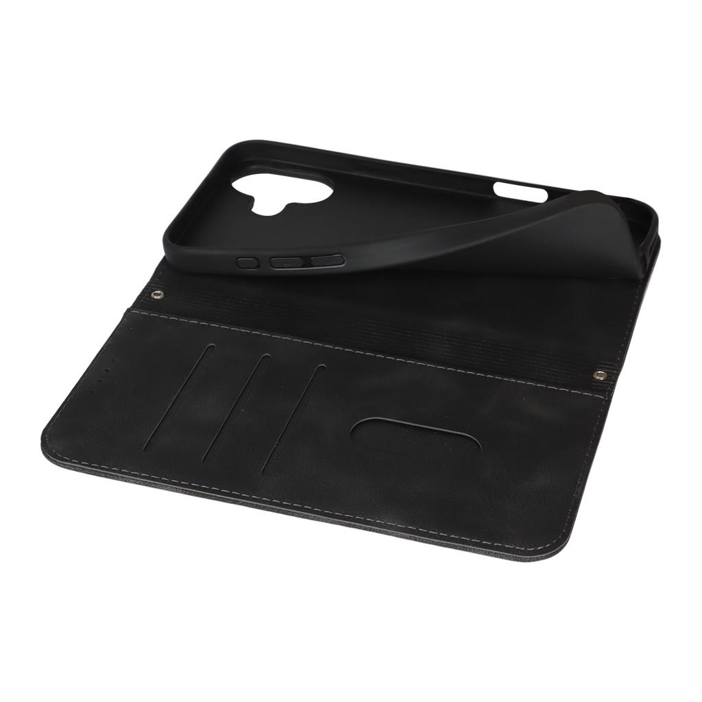 For iPhone 16 Plus Stand Case Magnetic Closure Skin Touch Leather Flip Phone Cover with Wallet