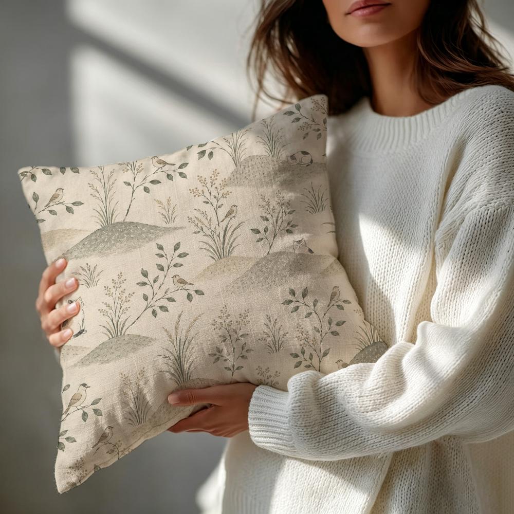 Style Japanese Natural Handdrawn Cushion Cover Patterned Cushion Cover Romantic Cozy Home Sofa Decoration