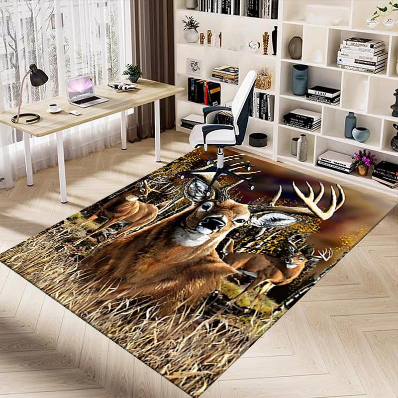 1PC Deer Hunting Anti-slip carpet, suitable for Office, bedroomand playrooms. It can also be used as a sofa footrest cover-W34