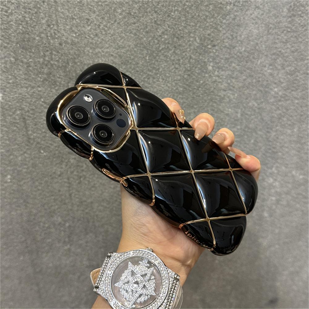 Роскошный чехол с 3D ромбовидной решеткой, мягкий силиконовый чехол для телефона для iPhone 14Plus 11 12 13 15 Pro Max, противоударный защитный чехол