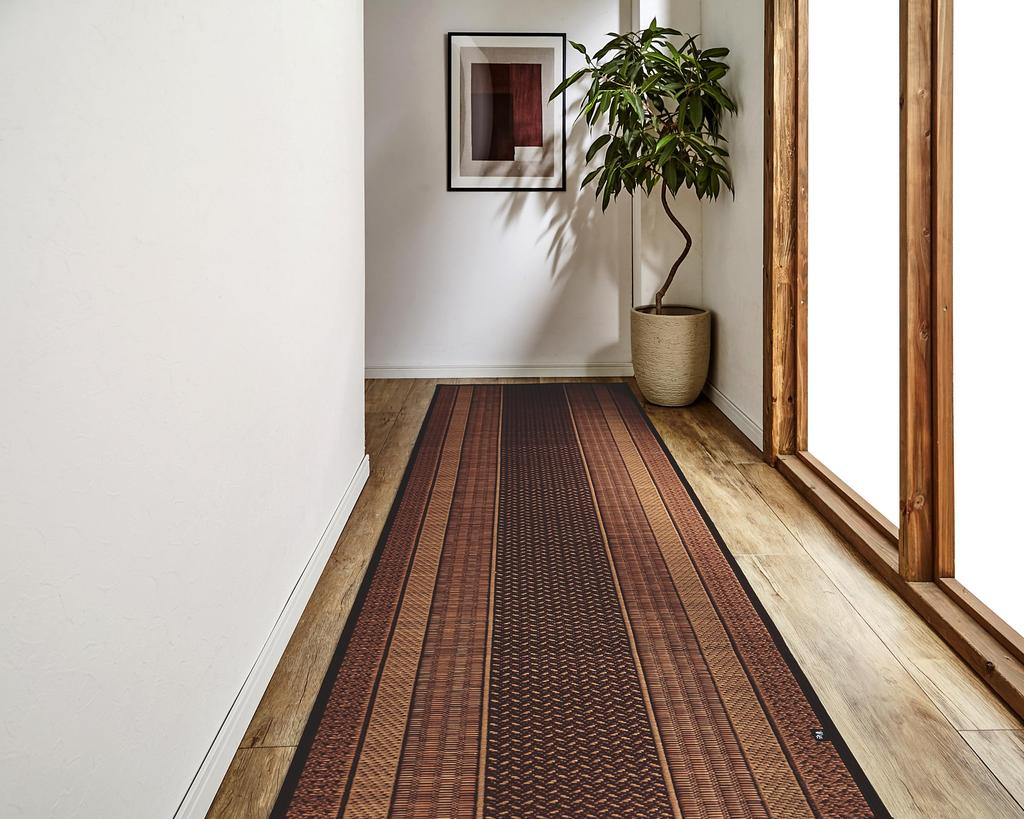 IKEHIKO Igusa Rug, DX Ranks Solid Color, Hallway Rug, Approx. 80 x 340cm, Wine, Made in Japan, Non-Woven Backing #4111930