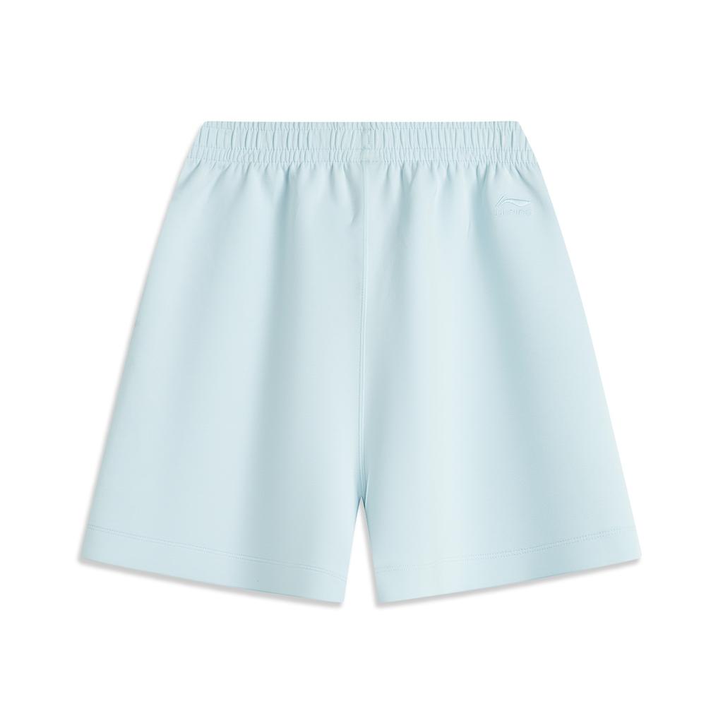 Li Ning Sports Trend Series Однотонные Шорты средней посадки Дышащие Универсальные Прямые Повседневные Женские шорты Светло-голубой AKSV178-1