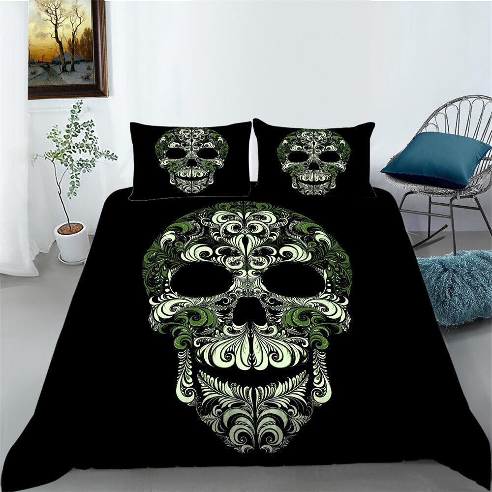 3D Skull Duvet Cover Bedroom Decor Youth Bedclothes Fashion Bedding Cover Suit