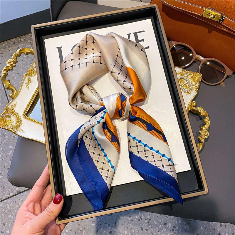 70*70cm Silk Shawl Square Printed Scarf Women Satin Neck Hair Band Soft Neckerchife Kerchief Bandana Foulard