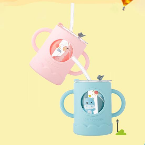 250 мл чашка-непроливайка с двойной ручкой, портативная детская соломенная чашка с защитой от ожогов для дома