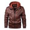 New Leather Jacket Men's Autumn and Winter Casual Hooded Removable Fashionable Leather Jacket