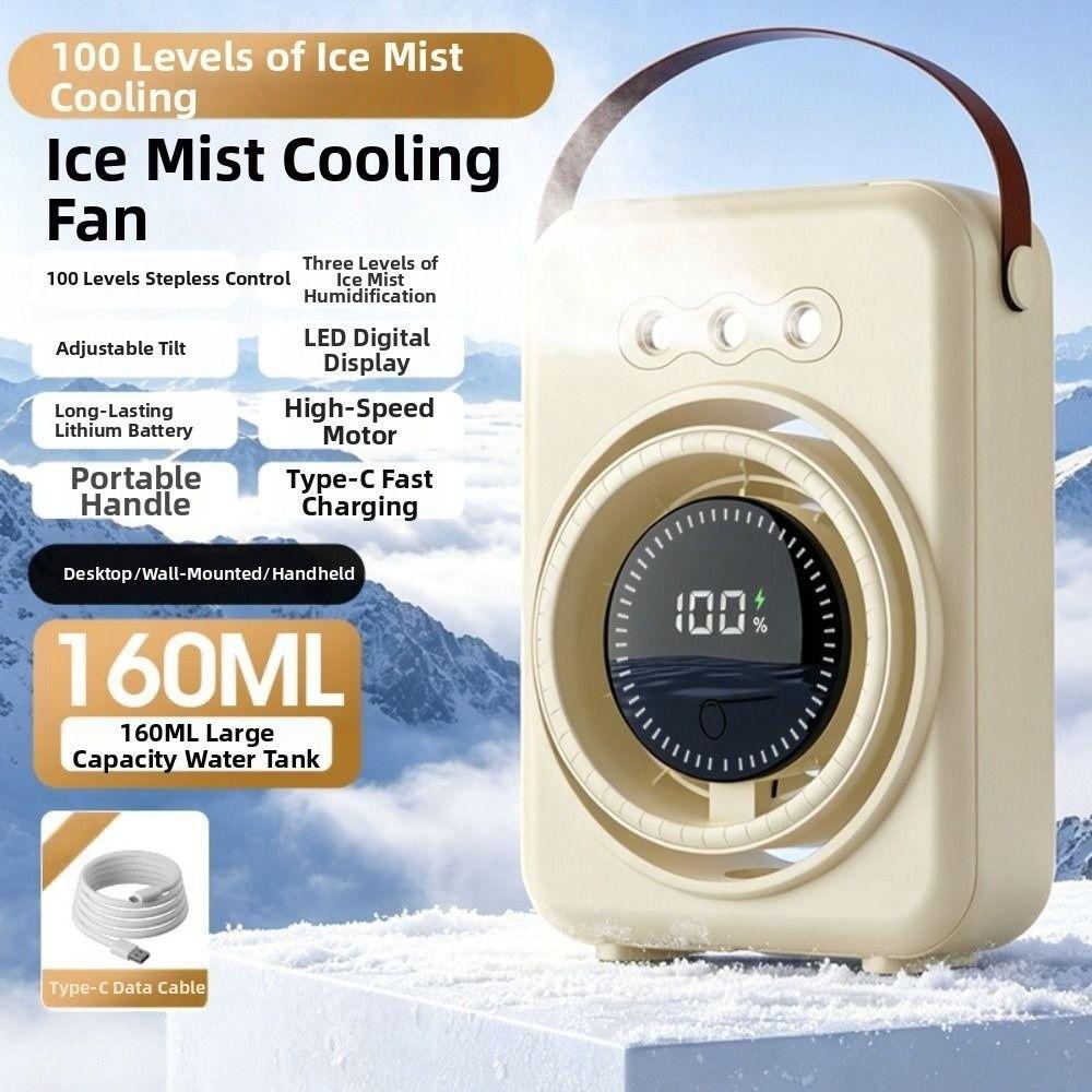 Triple-Hole Desktop Humidifying Fan 100-Speed Adjustment Mini Air Cooler Outdoor Tent