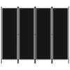 VidaXL Room Divider 4 Panels Black 200x180 Cm