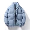 Mens Winter Puffer Jacket Loose Thick Warm Stand Collar Cotton Coat Trendy Versatile Outerwear