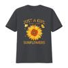 Fashion Sunflower T Shirt For Women Crewneck Just A Girl Who Loves Sunflowers Black vintage Washed Breathable Unisex