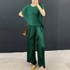 Plara  Up To 88  Pleated Cap Blouse + Pants Set