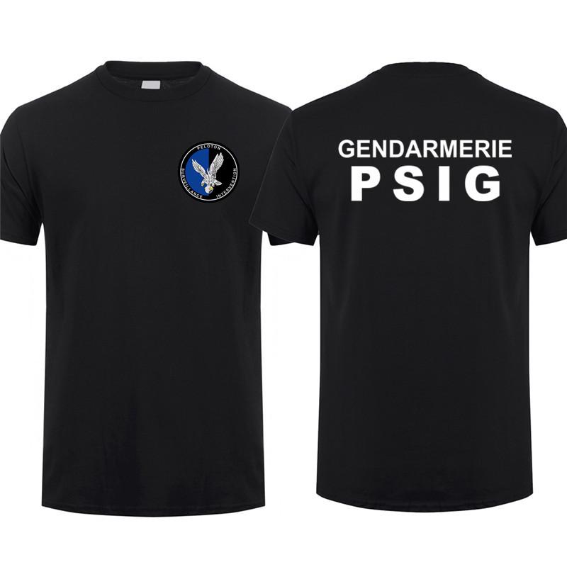 2025 Летняя Короткая Повседневная Футболка из 100% Хлопка Футболка Французской Жандармерии Футболка с Коротким Рукавом Жандармерия PSIG Футболка для Мужчин Женщин